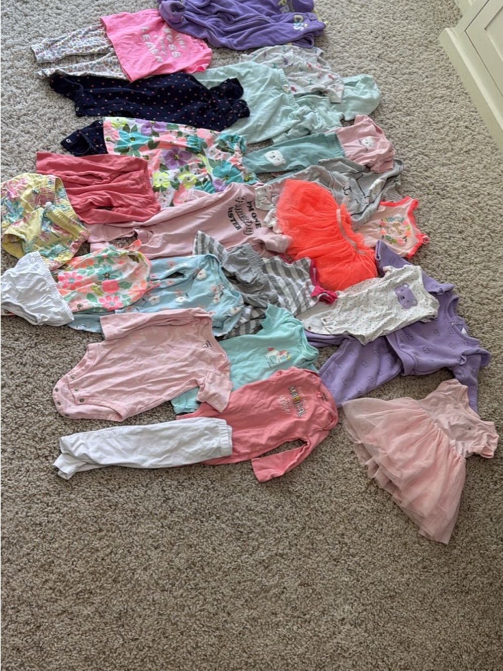 Baby Girls Mixed Clothing Lot - Pastel Pink, Purple, Coral, Mint